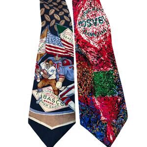Tabasco Necktie 100% Silk Hot Sauce Football Suit Designer Set of 2